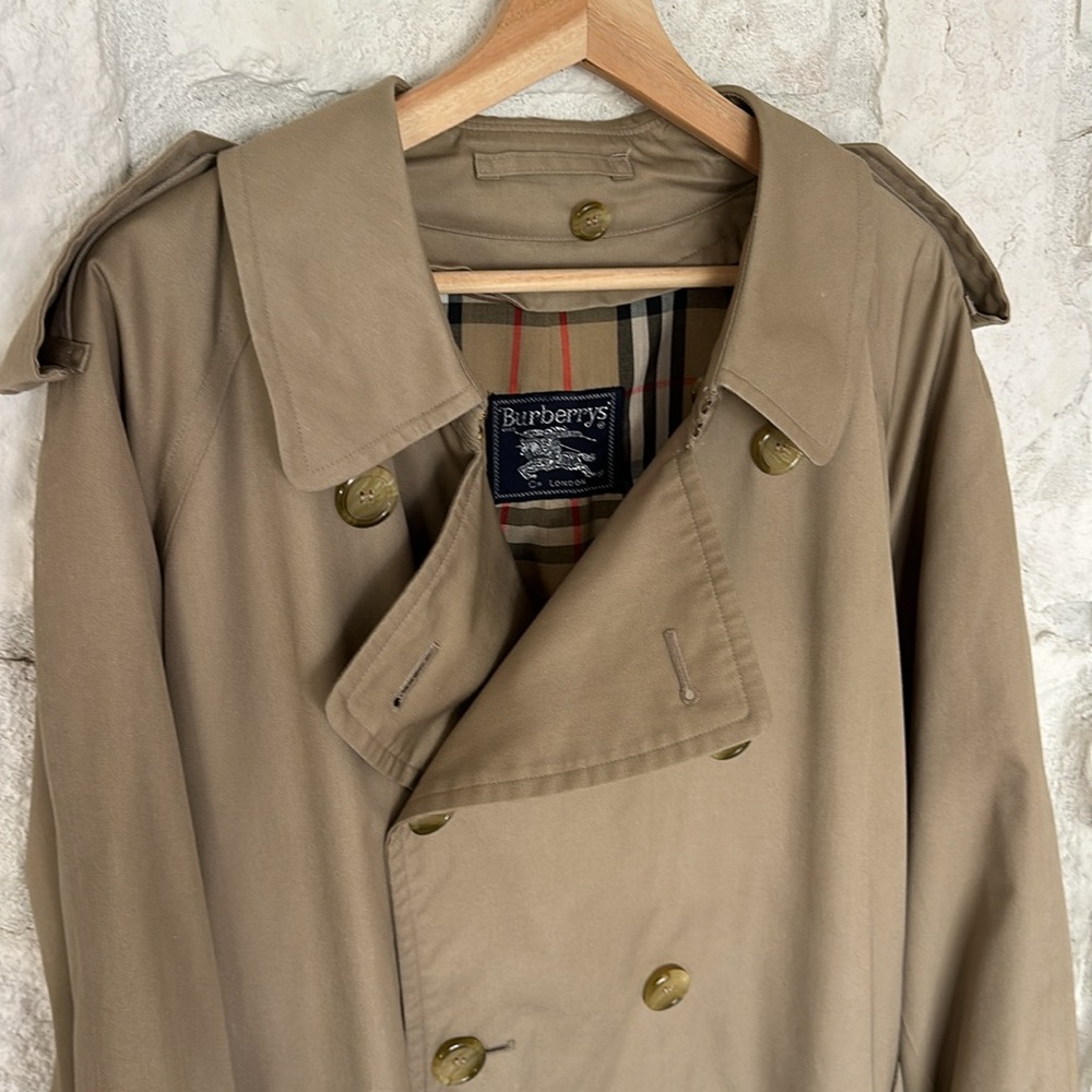 Authentic Burberry Trench Coat Nova Check Double Breasted size 48L